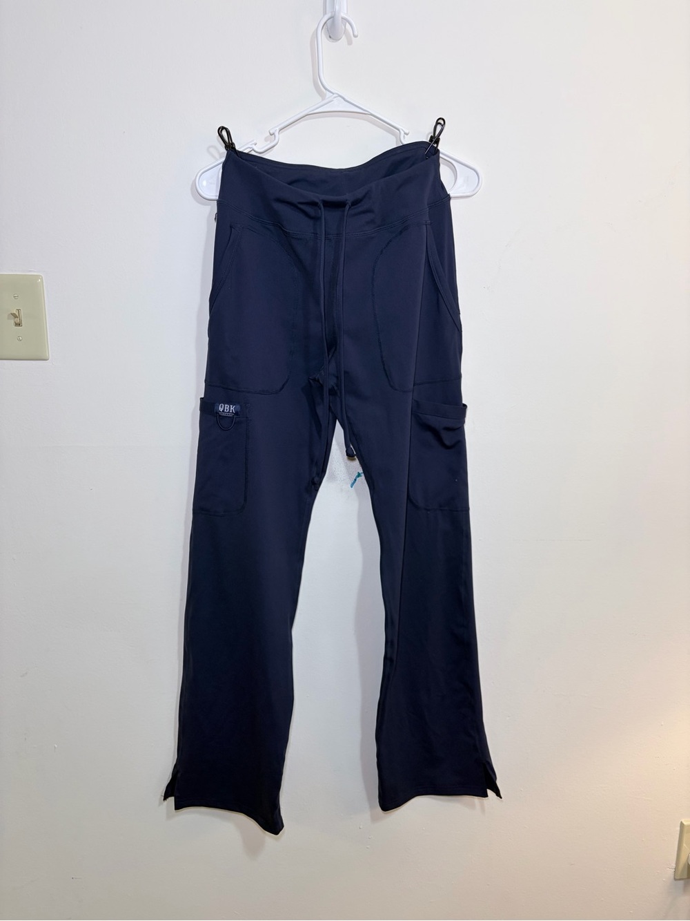 QBK Navy Blue Tall Scrub Pants Size S Tall Cargo Drawstring